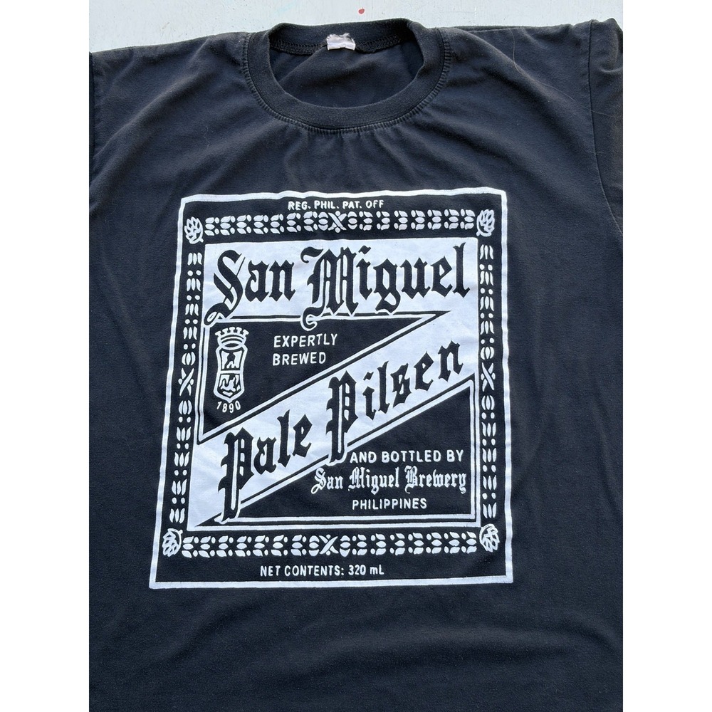Men's San Miguel Beer T-Shirt Black Logo NO SIZE Philippines Island Pale Pilsner